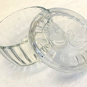 Vtg Love Birds Glass Trinket Box Lid Luigi Bormioli Italy vanity